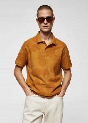 Mango Printed Bavlněné Piqué Polo Shirt | MNG-21749