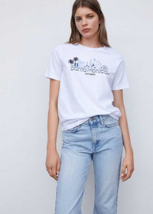 Mango Printed Bavlněné-blend T-shirt | MNG-24957