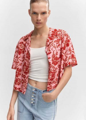 Mango Printed Krátké-sleeved Shirt | MNG-25303