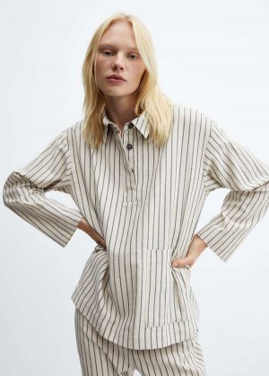 Mango Pruhovaný Bavlněné Pajama Shirt | MNG-23665