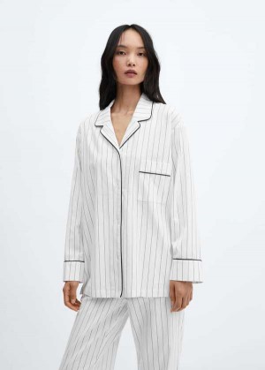 Mango Pruhovaný Bavlněné Pajama Shirt | MNG-23654