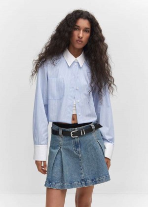 Mango Pruhovaný Cropped Shirt | MNG-25274