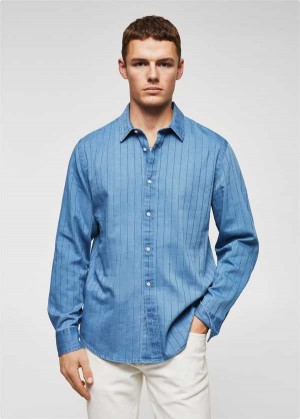 Mango Pruhovaný Denim Shirt | MNG-22165