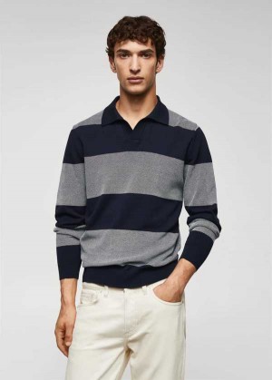 Mango Pruhovaný Fine-knit Polo Shirt | MNG-21483