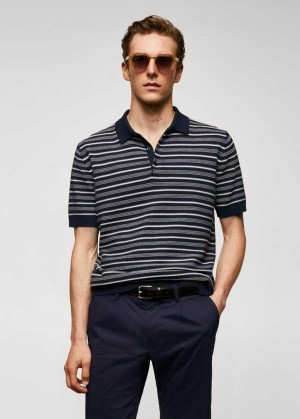 Mango Pruhovaný Fine-knit Polo Shirt | MNG-21477