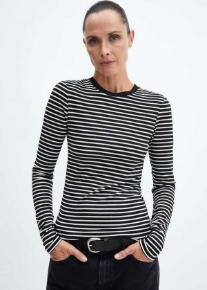 Mango Pruhovaný Round-neck T-shirt | MNG-24948