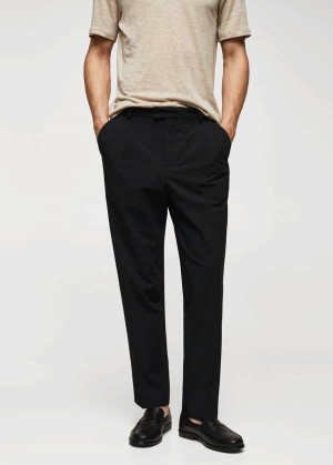 Mango Regular Fit Plisovaný Bavlněné Trousers | MNG-22353