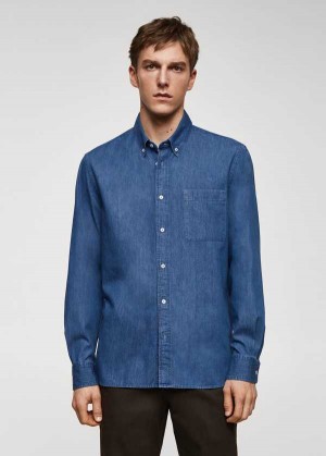 Mango Regular-fit Bavlněné Chambray Shirt | MNG-22233