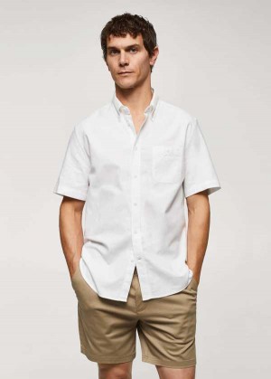 Mango Regular-fit Krátké-sleeved Oxford Shirt | MNG-22185