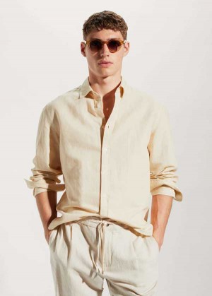 Mango Regular-fit Linen Bavlněné Shirt | MNG-22028