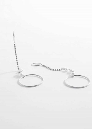 Mango Rhinestone Thread Hoop Earrings | MNG-22809