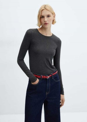 Mango Round-neck Pletené T-shirt | MNG-25148