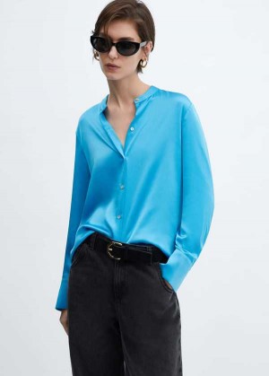 Mango Round-neck Satin Shirt | MNG-25245