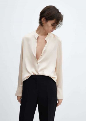 Mango Round-neck Satin Shirt | MNG-25335