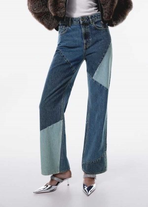 Mango Rovný Patchwork Jeans | MNG-23878