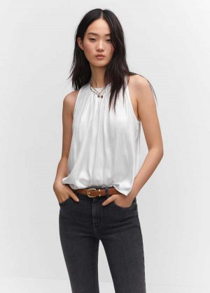 Mango Ruched Satin Blouse | MNG-25412