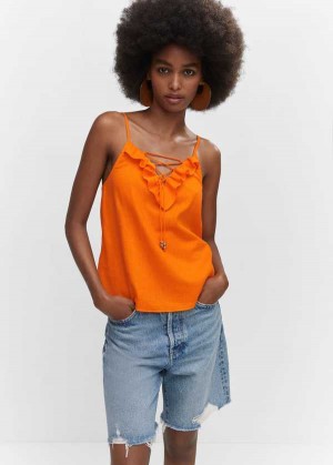 Mango Ruffled Top With Adjustable Drawstring | MNG-24797