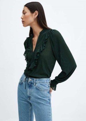 Mango Satin Plisovaný Blouse | MNG-25407