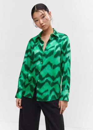 Mango Satin Print Shirt | MNG-25340