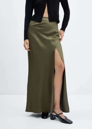 Mango Satin Skirt With Side Slit | MNG-24107