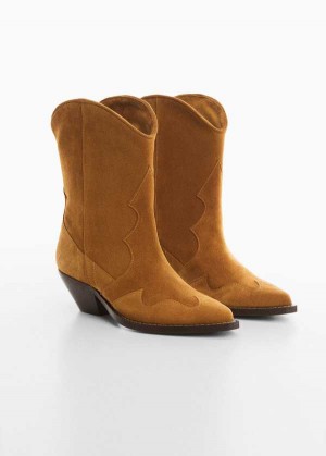 Mango Semišové Cowboy Ankle Boots | MNG-23526