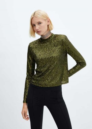 Mango Sequined Turtleneck T-shirt | MNG-24981