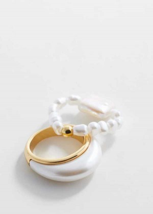 Mango Set Of Pearl-effect Rings | MNG-22820