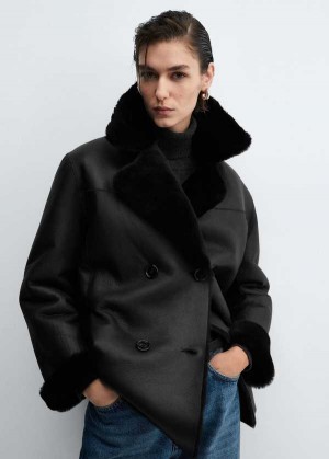 Mango Shearling-lined Læder Jacket | MNG-25179