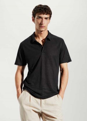 Mango Slim Fit 100% Linen Polo Shirt | MNG-21476