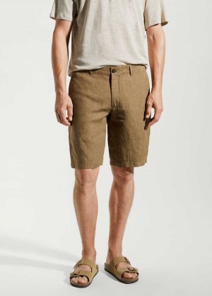 Mango Slim Fit Linen Bermuda Shorts | MNG-22396