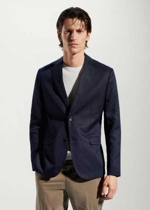 Mango Slim Fit Linen Suit Blazer | MNG-21376