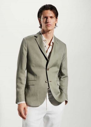 Mango Slim Fit Linen Suit Blazer | MNG-21375