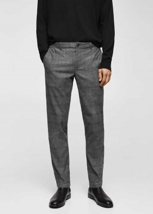 Mango Slim-fit Bavlněné Check Trousers | MNG-22513