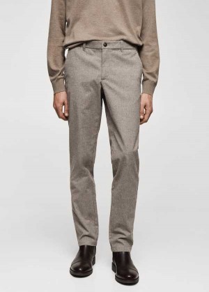 Mango Slim-fit Bavlněné Micro-houndstooth Slim-fit Pants | MNG-22522