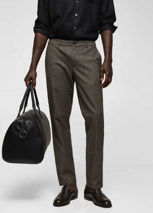 Mango Slim-fit Bavlněné Micro-houndstooth Slim-fit Pants | MNG-22376