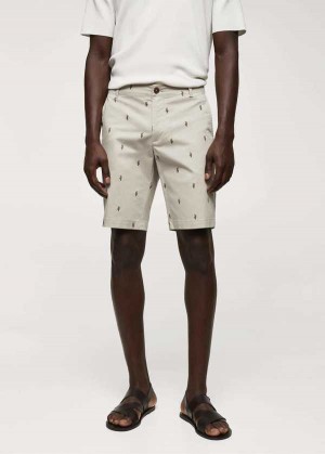 Mango Slim-fit Bavlněné Micro-print Bermuda Shorts | MNG-22391