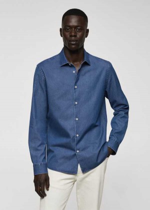 Mango Slim-fit Chambray Bavlněné Shirt | MNG-22216