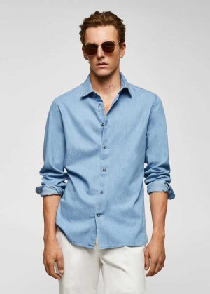 Mango Slim-fit Chambray Bavlněné Shirt | MNG-21952