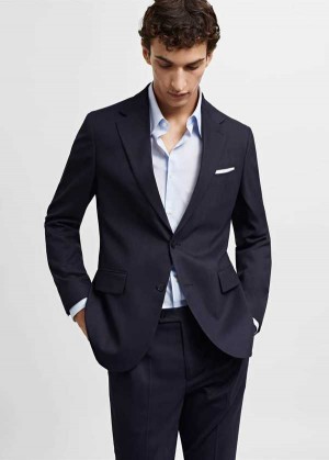 Mango Slim-fit Herringbone Vlna Suit Jacket | MNG-21454