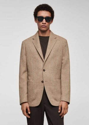 Mango Slim-fit Herringbone Vlna Suit Jacket | MNG-21445