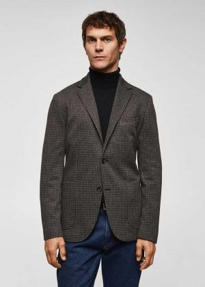 Mango Slim-fit Micro-houndstooth Blazer | MNG-21389