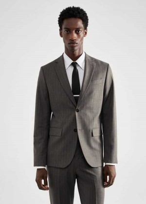 Mango Slim-fit Pinstripe Vlna Suit Blazer | MNG-21411