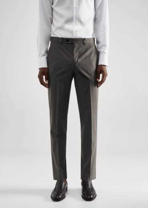 Mango Slim-fit Pinstripe Vlna Suit Pants | MNG-22425