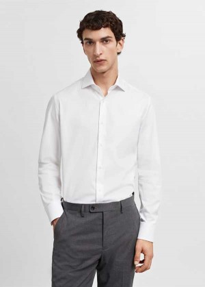 Mango Slim-fit Textured Bavlněné Suit Shirt | MNG-22259