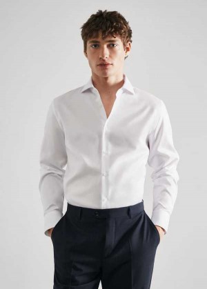 Mango Slim-fit Textured Bavlněné Suit Shirt | MNG-21970