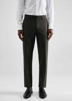 Mango Stretch Fabric Slim-fit Printed Suit Pants | MNG-22415