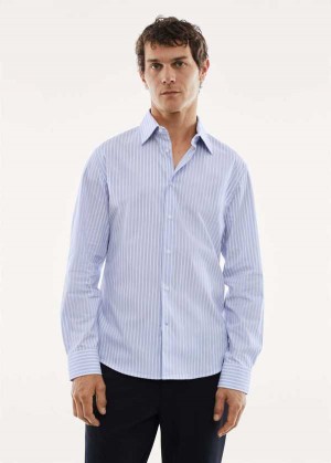 Mango Stretch Fabric Slim-fit Pruhovaný Shirt | MNG-22137