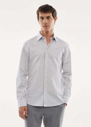 Mango Stretch Fabric Slim-fit Pruhovaný Shirt | MNG-22136