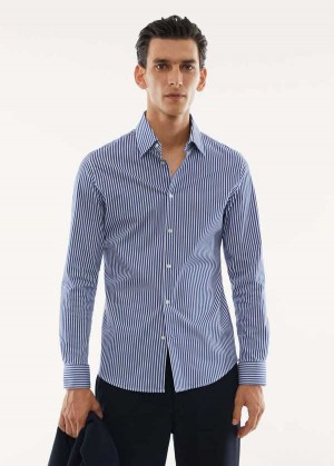 Mango Stretch Fabric Slim-fit Pruhovaný Shirt | MNG-21985