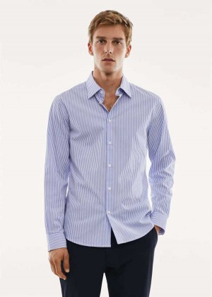 Mango Stretch Fabric Slim-fit Pruhovaný Shirt | MNG-21953